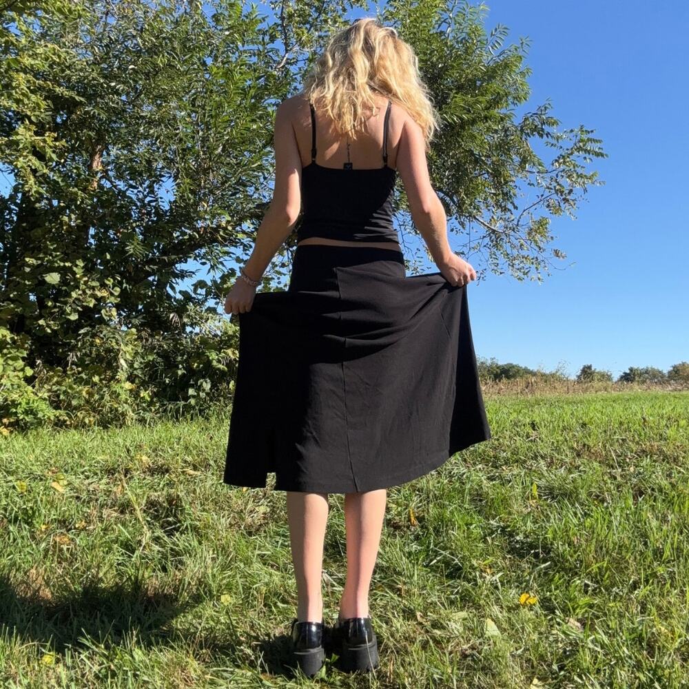 Vintage 90s The Territory Ahead Black Maxi Skirt Petite Small Whimsigoth Goth - Picture 3 of 4